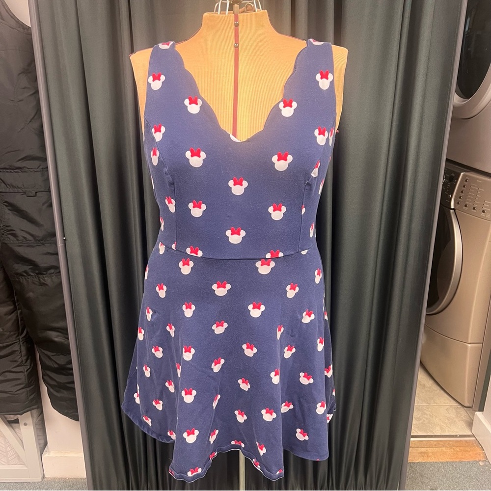 LC Lauren Conrad Asymmetrical Dress - Navy and Red Minnie Mouse C